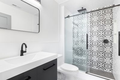 Corner Shower with Sliding Doors
